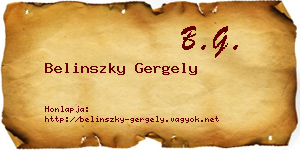 Belinszky Gergely névjegykártya